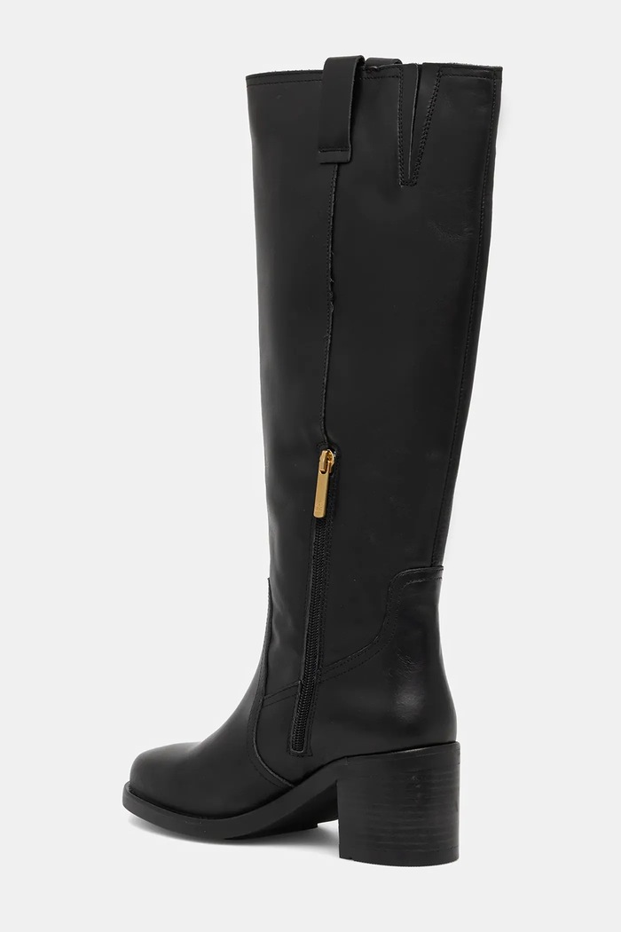 Obuv Kožené čižmy Tommy Hilfiger RIDING LTHR LONG BOOT BLOCK HEEL FW0FW08777 čierna