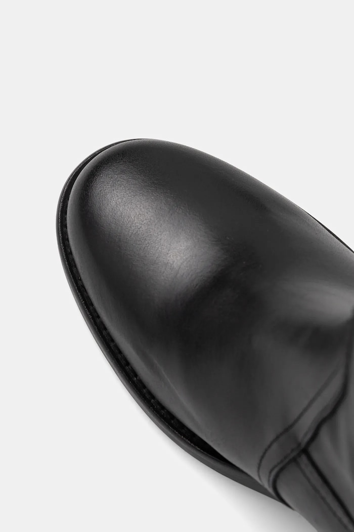 Kožené čižmy Tommy Hilfiger RIDING LTHR LONG BOOT BLOCK HEEL čierna FW0FW08777