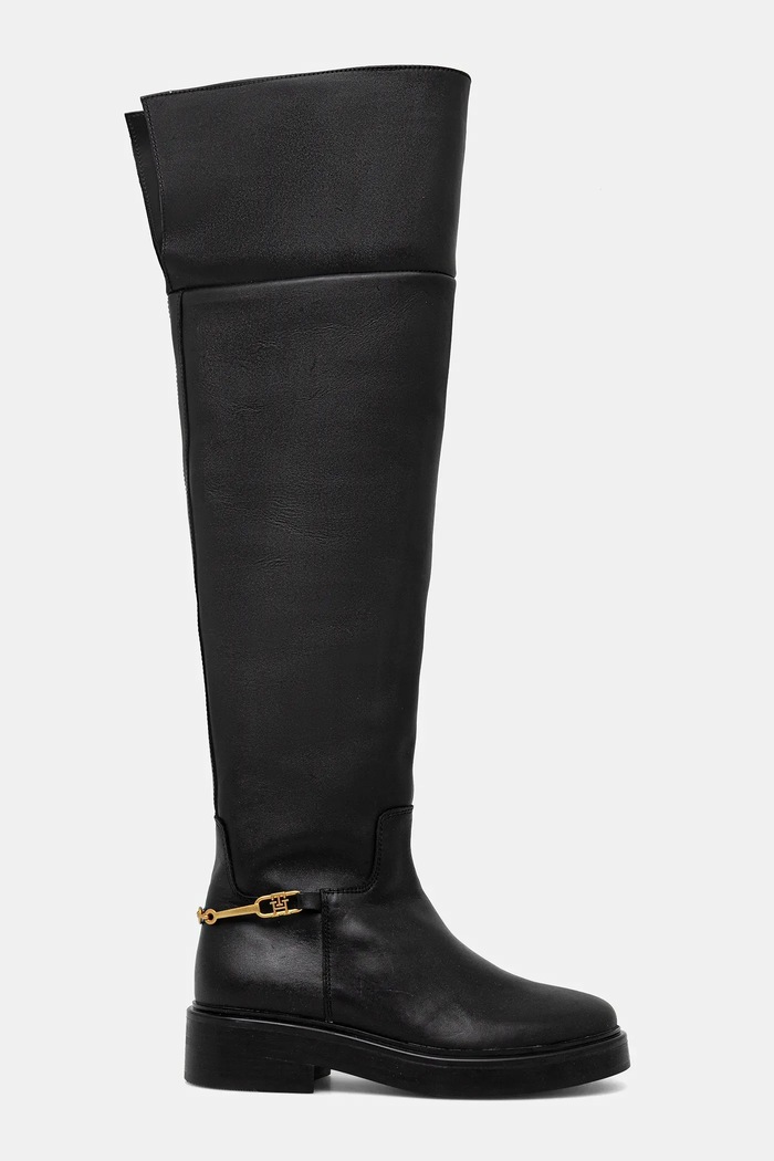 Tommy Hilfiger ghete de piele TH HORSEBIT RIDING OVERKNEE BOOT FW0FW08976 negru AW25