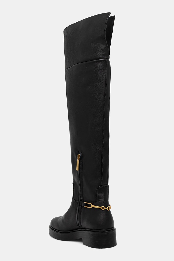 Încălțăminte Tommy Hilfiger ghete de piele TH HORSEBIT RIDING OVERKNEE BOOT FW0FW08976 negru