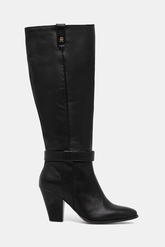 Δερμάτινες μπότες Tommy Hilfiger TH T-STRAP LTHR POINTY LONG BOOT FW0FW08982 μαύρο AW25