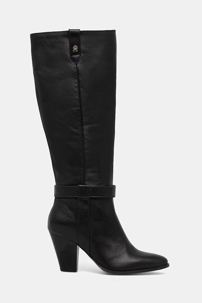 Δερμάτινες μπότες Tommy Hilfiger TH T-STRAP LTHR POINTY LONG BOOT FW0FW08982 μαύρο AW25