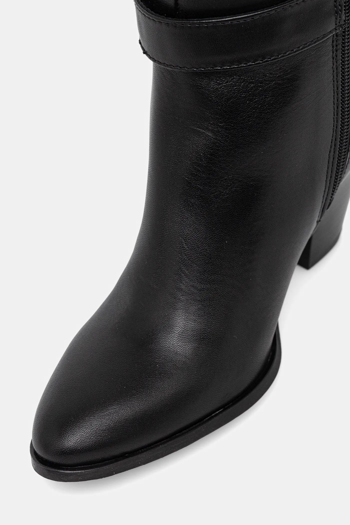 Δερμάτινες μπότες Tommy Hilfiger TH T-STRAP LTHR POINTY LONG BOOT μαύρο FW0FW08982