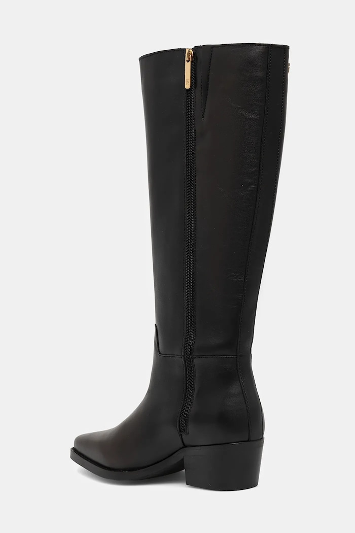 Obuv Kožené čižmy Tommy Hilfiger TH COWBOY LEATHER LONG BOOT FW0FW09157 čierna