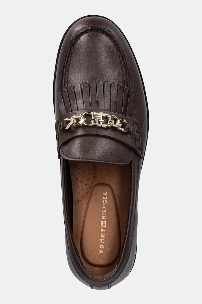 Tommy Hilfiger mokasyny skórzane TH CHAIN FRINGE LEATHER LOAFER brązowy FW0FW08971