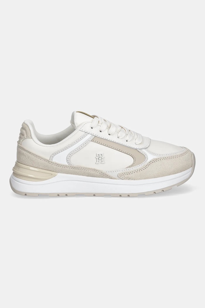 Tommy Hilfiger sneakersy skórzane CASUAL FASHION RUNNER LTR FW0FW08832 beżowy AW25