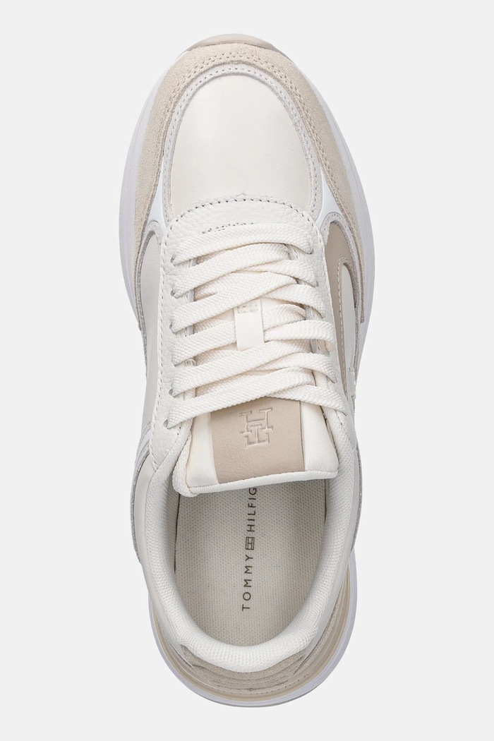 Tommy Hilfiger sneakersy skórzane CASUAL FASHION RUNNER LTR beżowy FW0FW08832
