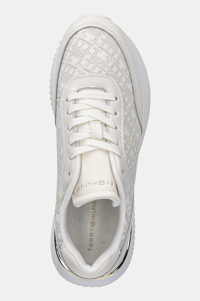 Tommy Hilfiger sneakersy skórzane CHIC MONOGRAM RUNNER beżowy FW0FW09051