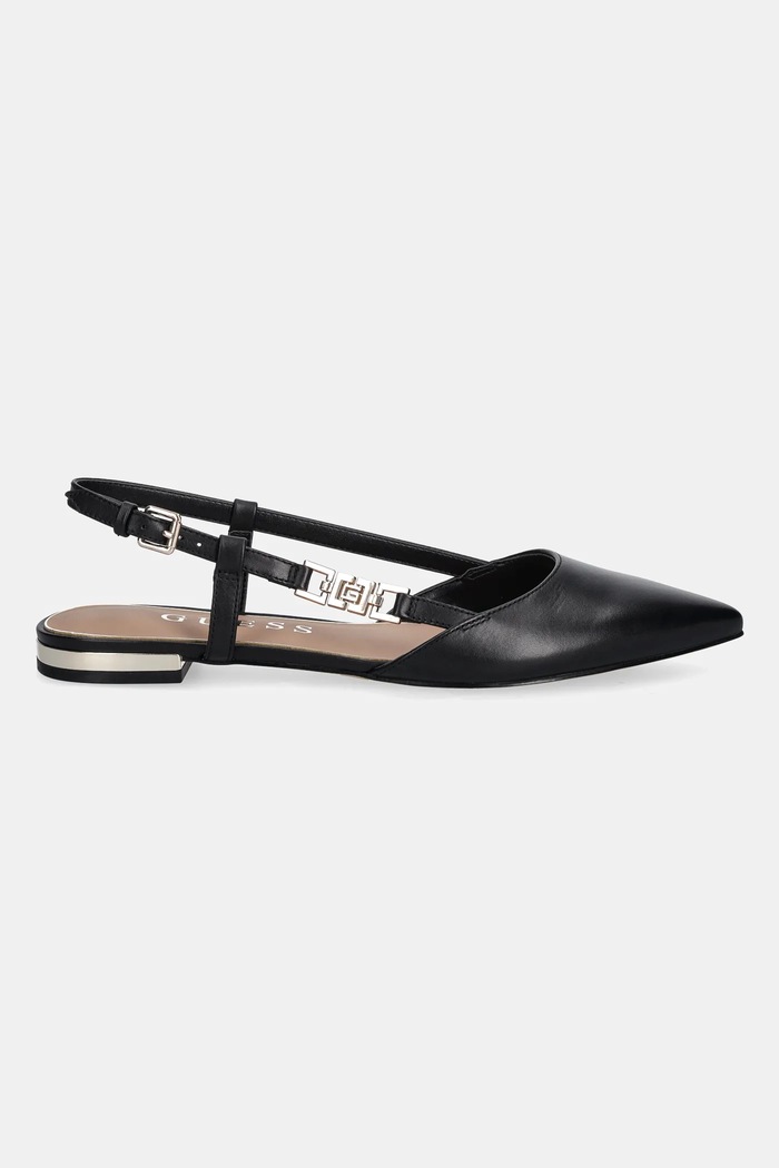 Guess baleriny skórzane FRANIE FLTFRA.LEA05.BLACK czarny AW25