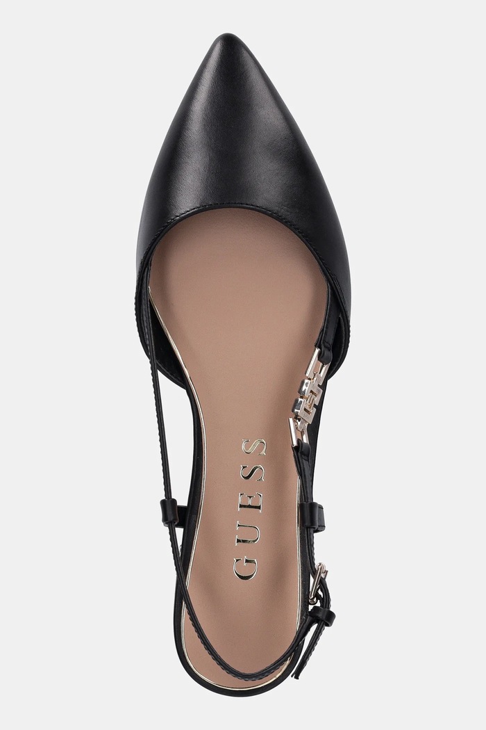 Guess baleriny skórzane FRANIE czarny FLTFRA.LEA05.BLACK