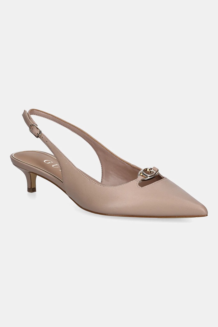 Δερμάτινες γόβες Guess JESSAH έως 5 cm μπεζ FLTJES.LEA05.NUDE
