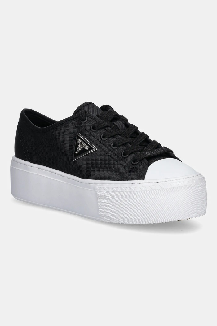 Πάνινα παπούτσια Guess JOEZI2 συνθετικό μαύρο FLTJO2.FAB12.BLACK