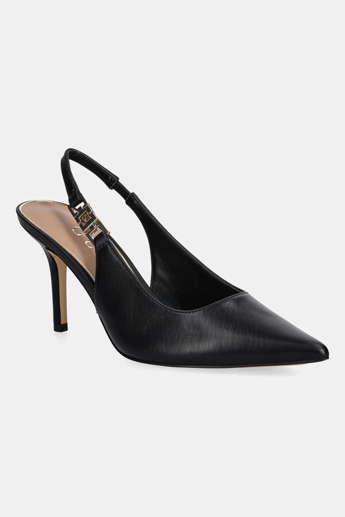 Guess Szpilki skórzane NASSHA4 czarny FLTNS4.LEA05.BLACK