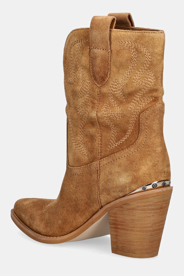 Обувки Велурени каубойски ботуши Guess SALEEM FLTSAL.SUE10.TAN кафяв