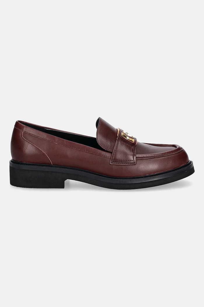 Guess mokasyny skórzane SHUTTLE3 FLTSH3.LEA14.WINE bordowy AW25