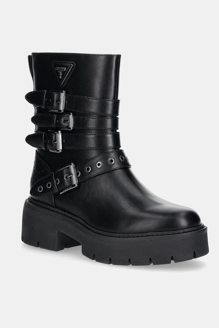 Členkové topánky Guess SALVO platforma čierna FLTSVO.FAL10.BLACK
