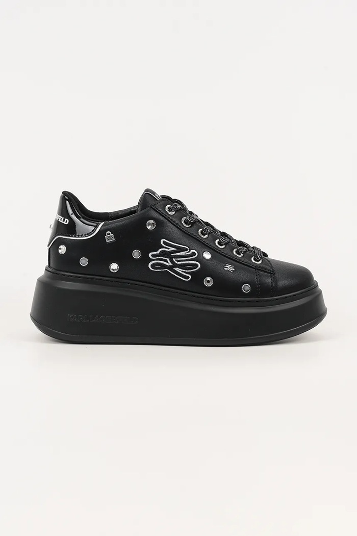Kožené tenisky Karl Lagerfeld ANAKAPRI plochá čierna KL63528.00S