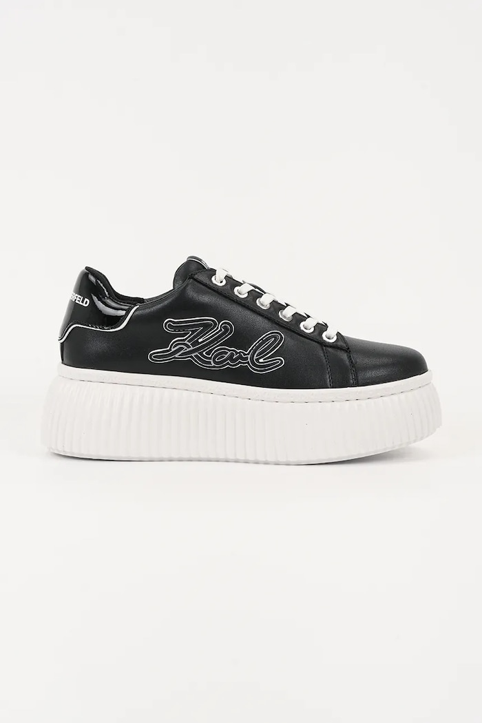 Karl Lagerfeld sneakersy skórzane KREEPER LO platforma czarny KL42311A.000