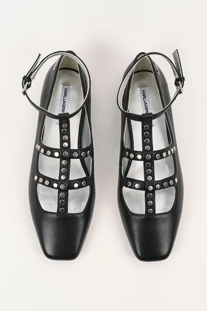 Кожени балеринки Karl Lagerfeld KONNIE черен KL40189.000
