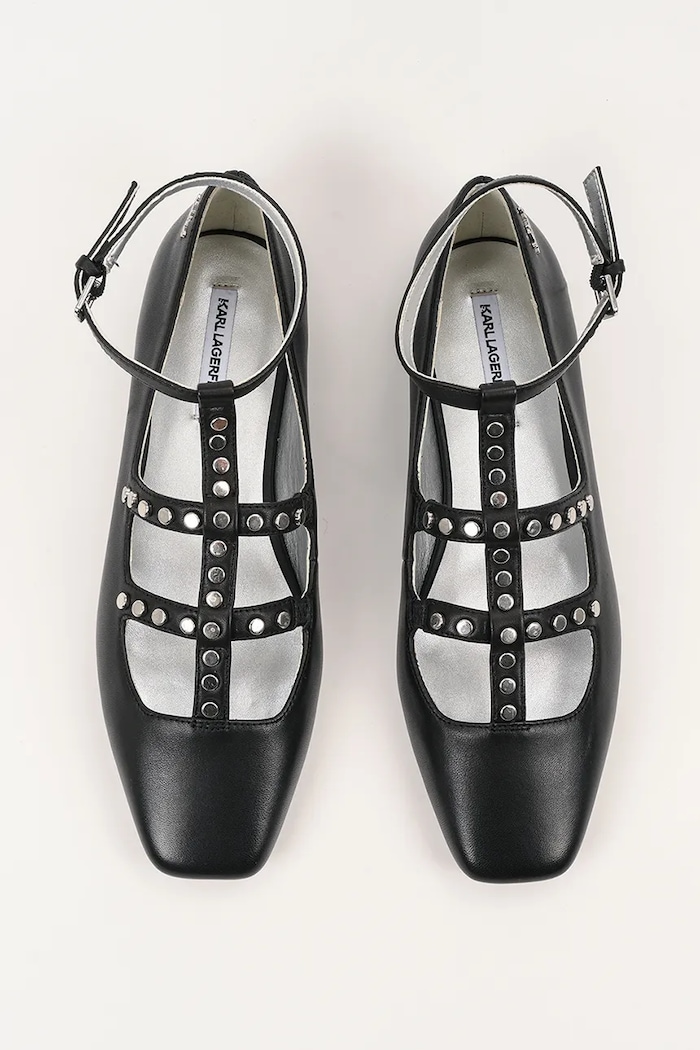 Кожени балеринки Karl Lagerfeld KONNIE черен KL40189.000