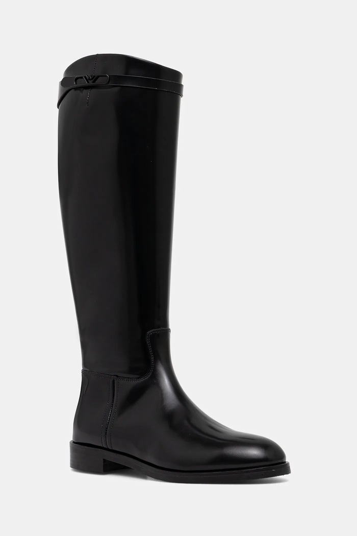 Emporio Armani kozaki skórzane nieocieplane czarny EW002913.AF17517.UC001