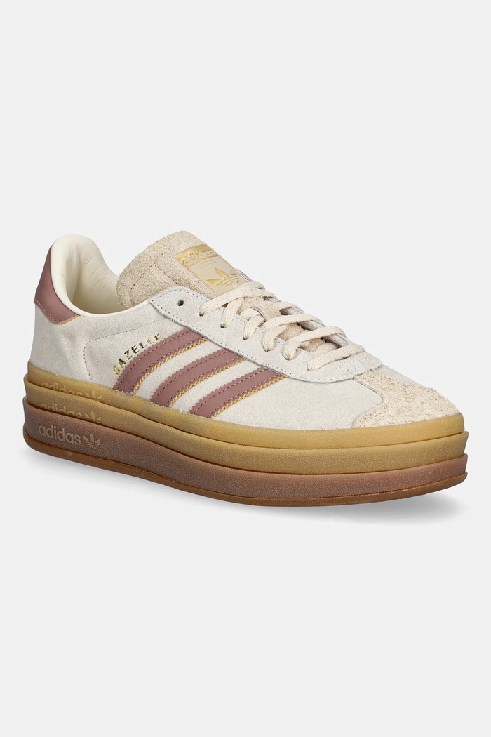 Велурени маратонки adidas Originals Gazelle Bold гладка кожа бежов JS3893