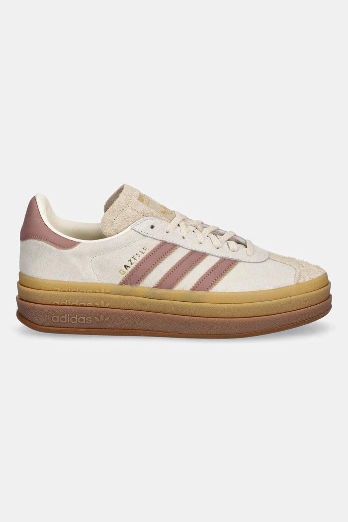 Велурени маратонки adidas Originals Gazelle Bold JS3893 бежов AW25