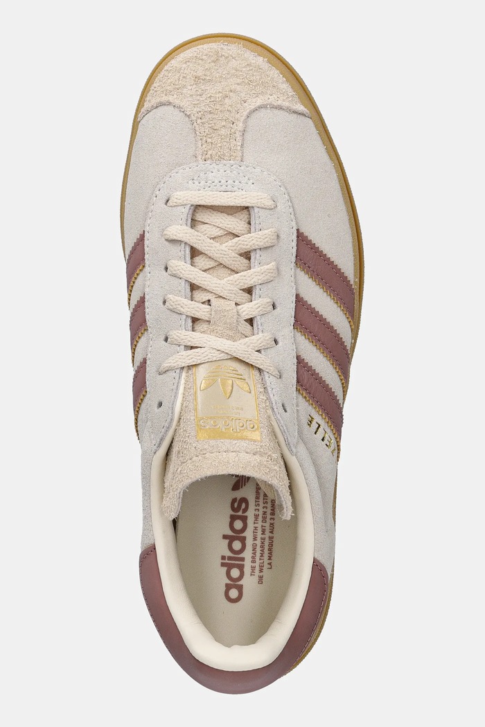 Велурени маратонки adidas Originals Gazelle Bold бежов JS3893