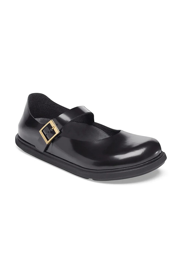 Birkenstock bőr balerina cipő Mantova Droplet Buckle 1030140 fekete SS26