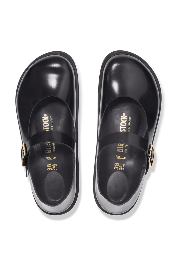 Birkenstock bőr balerina cipő Mantova Droplet Buckle fekete 1030140