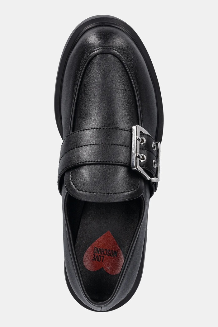 Love Moschino mokasyny skórzane czarny JA10134G1NIA000A