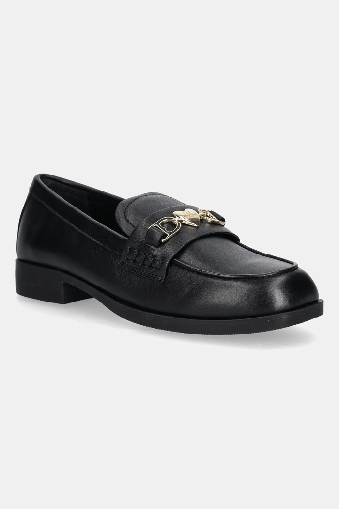 Love Moschino mokasyny skórzane płaski czarny JA10242G1NIA0000