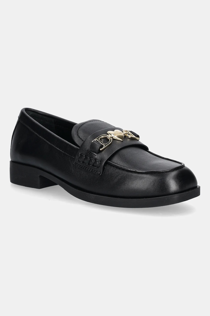 Love Moschino mokasyny skórzane płaski czarny JA10242G1NIA0000