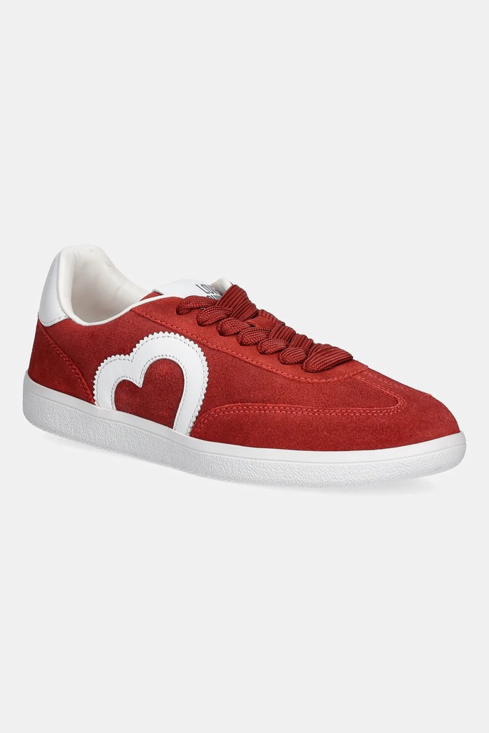 Love Moschino sneakersy zamszowe płaska czerwony JA15112G1NIG0500