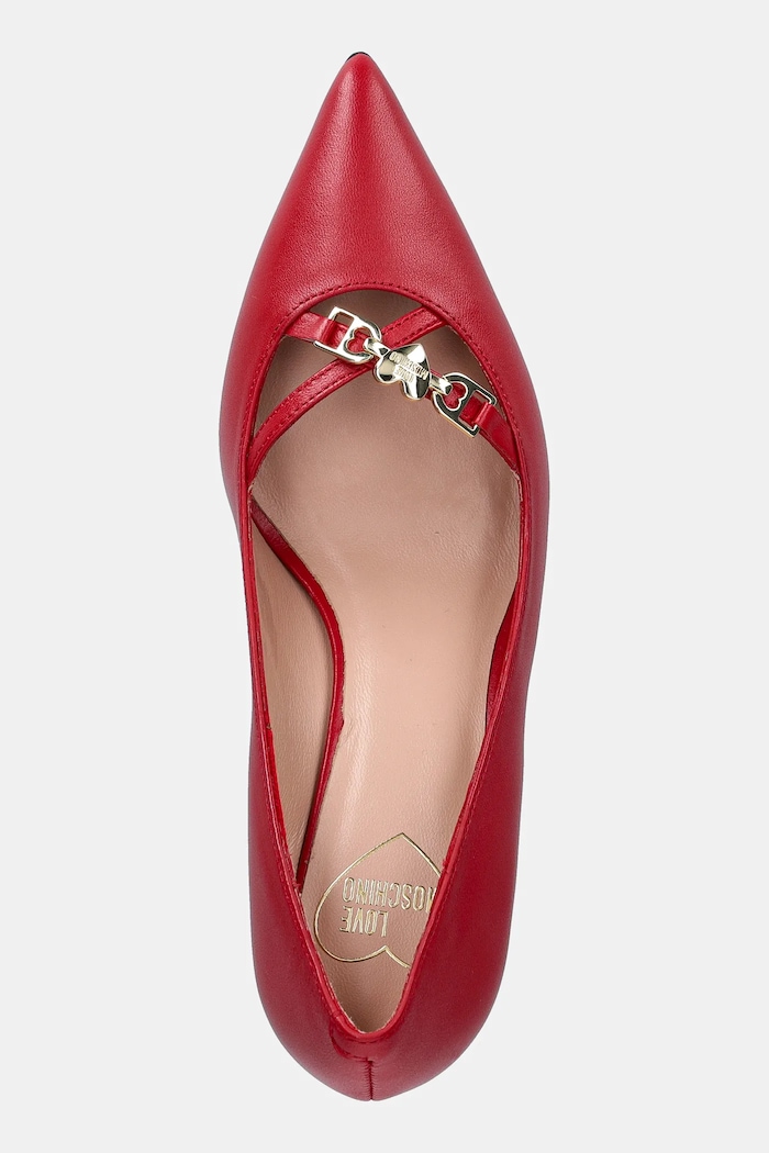 Love Moschino szpilki skórzane czerwony JA10277G1NIA0500