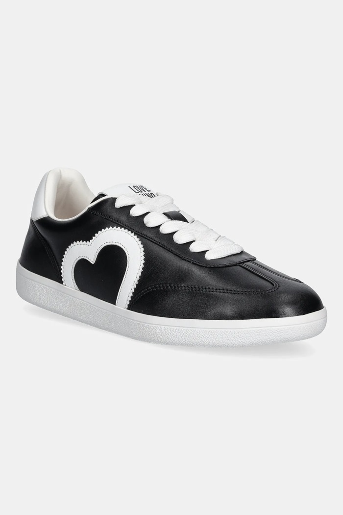 Love Moschino sneakersy skórzane płaska czarny JA15112G1NIA100A