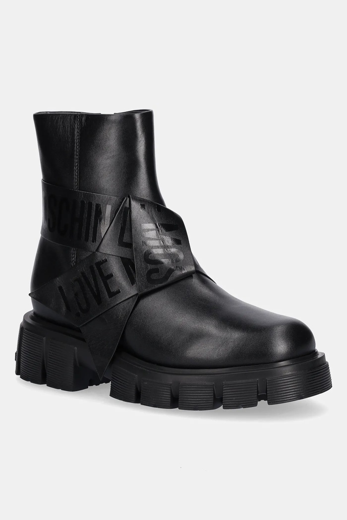 Кожени боти Love Moschino гладка кожа черен JA24115G1NIAX000