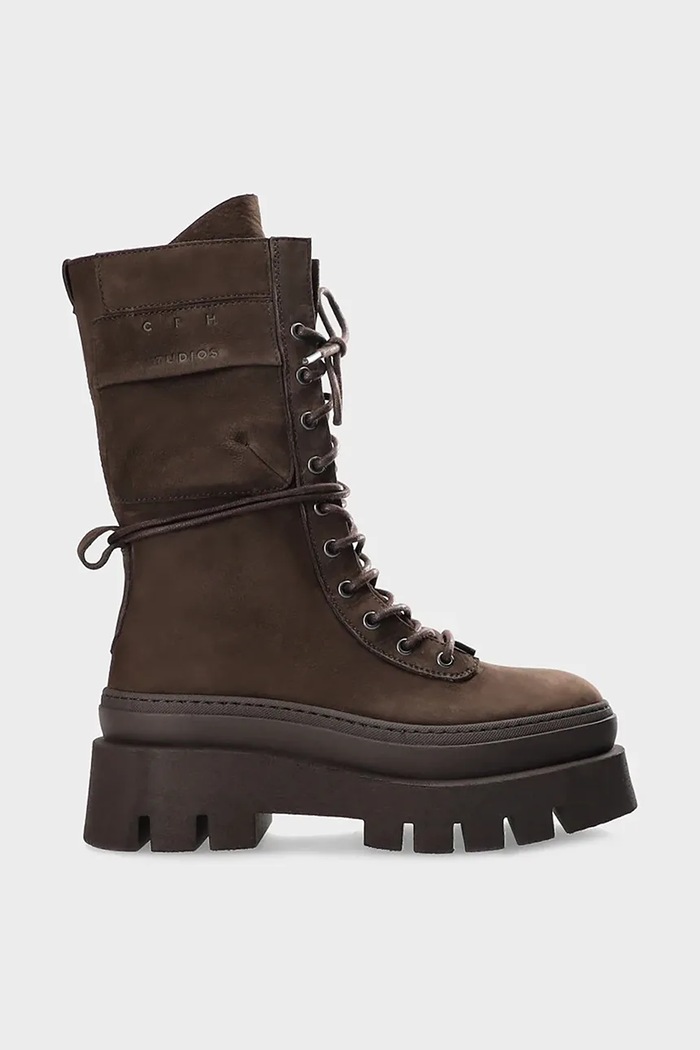 Μποτάκια από δέρμα nubuck Copenhagen ίσια πλατφόρμα καφέ CPH691.choco