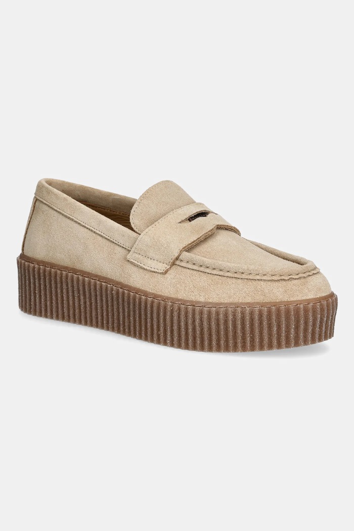 Weekend Max Mara mokasyny zamszowe Kapokloafer platforma beżowy 2525526054600.IVORY