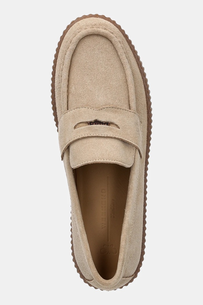 Weekend Max Mara mokasyny zamszowe Kapokloafer beżowy 2525526054600.IVORY