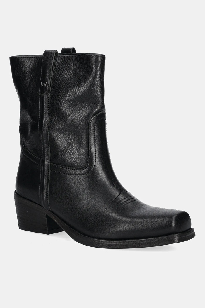 Weekend Max Mara botki skórzane Ranch słupek czarny 2525796034600.BLACK