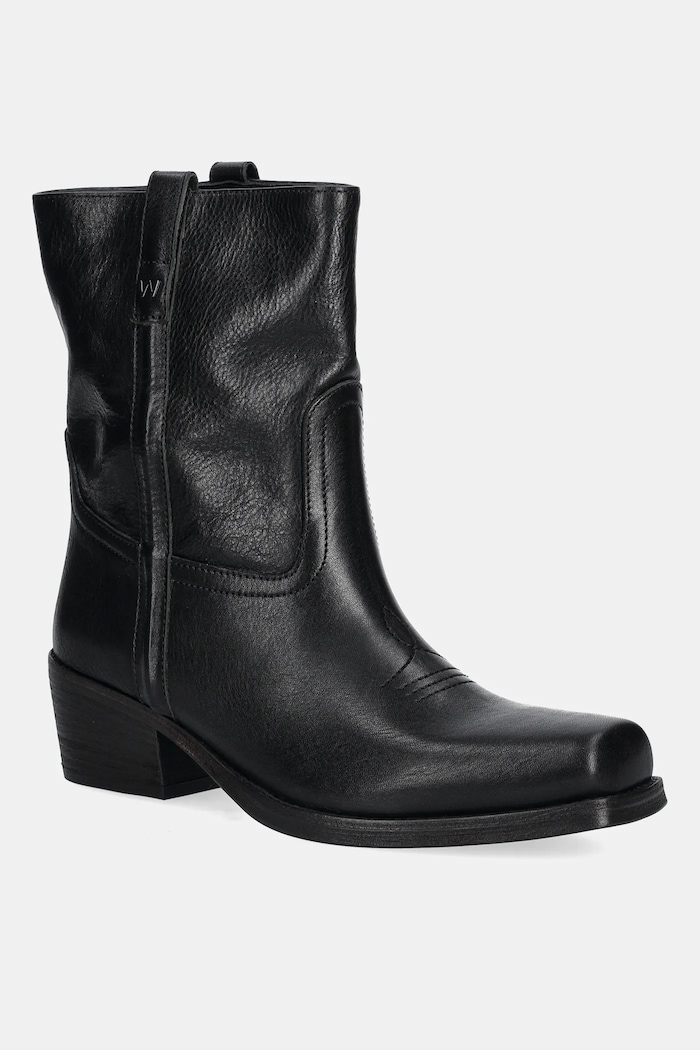 Weekend Max Mara botki skórzane Ranch słupek czarny 2525796034600.BLACK