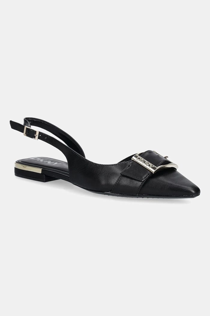 Kožené baleríny Dkny Clemma otevřená pata černá K3590639.BLK