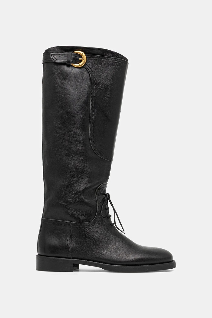 Δερμάτινες μπότες Weekend Max Mara Visby 2525796015600.BLACK μαύρο AW25