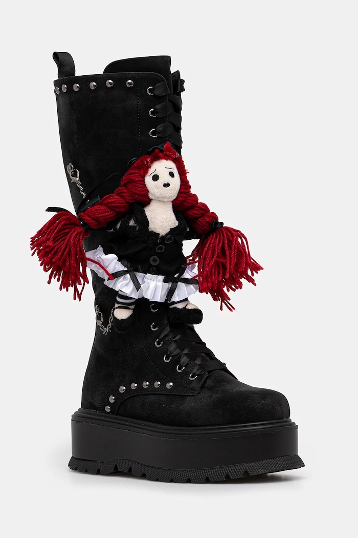 Elegantni škornji Koi Footwear Phantom Emissary Imitacija zrnatega usnja črna Phantom.Emissary