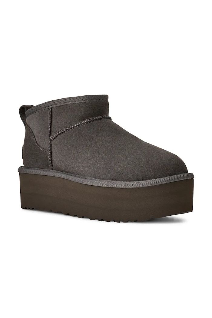 UGG velúr hócipő Classic Ultra Mini Platform 1135092.CHRC szürke AW25