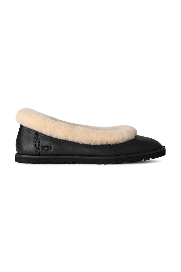 Usnjene balerinke UGG Zora Leather Ballet Flat Zrnato usnje črna 1178450.BLK