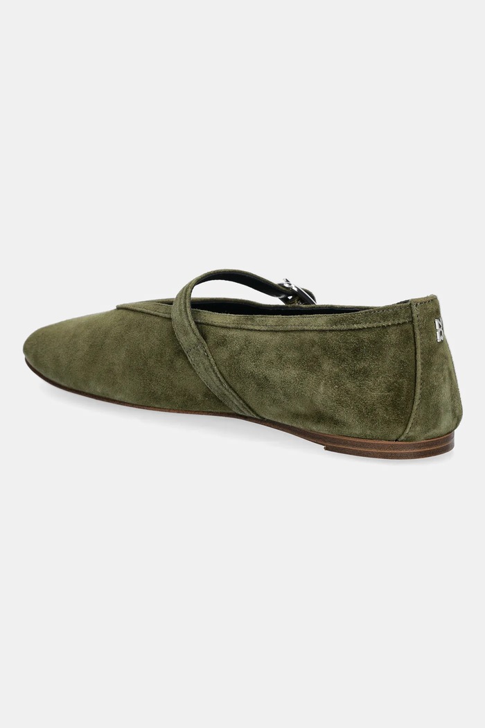 Obutev Balerinke iz semiša Nokwol Lova Lova.Green.Suede zelena