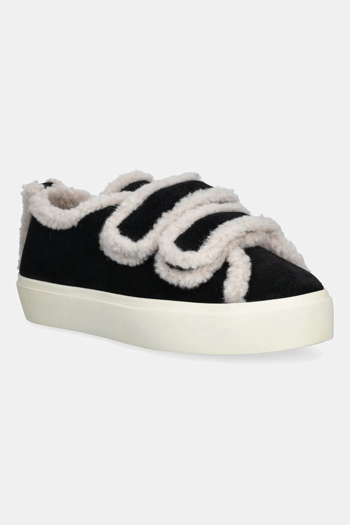 Tenisice od brušene kože Inuikii Shearling Low Velcro platforma crna 1001.001.0231.000