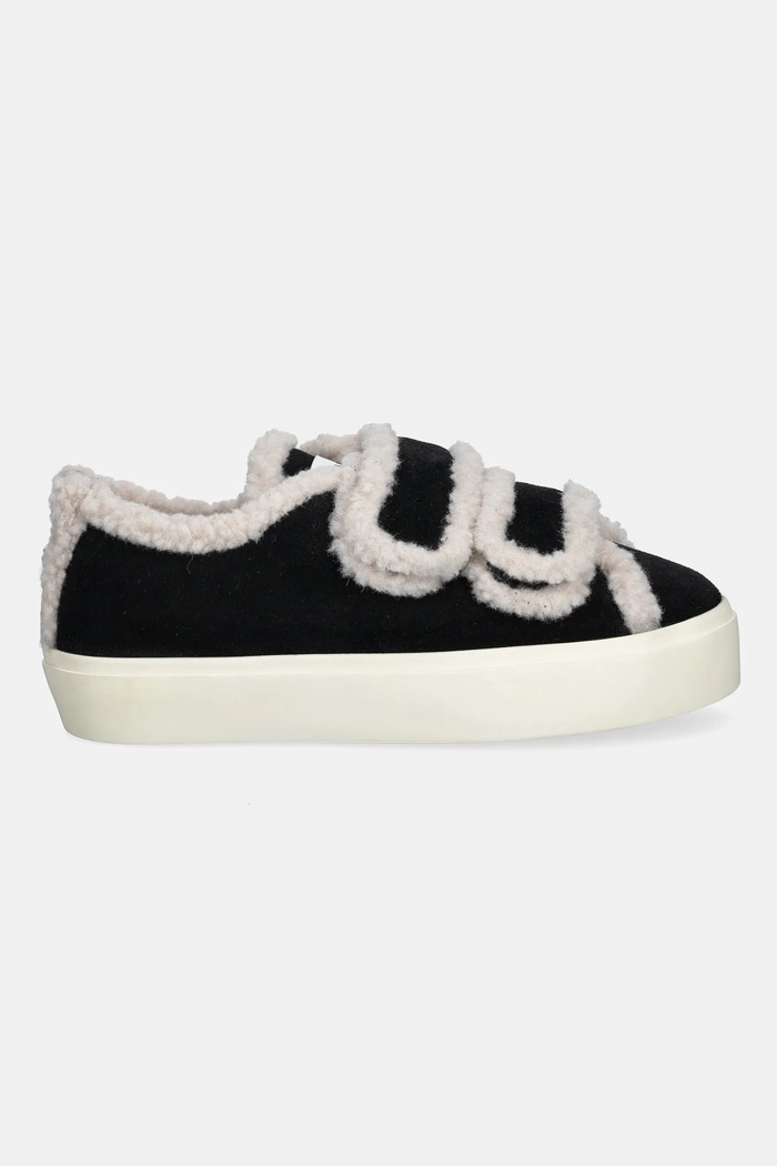 Tenisice od brušene kože Inuikii Shearling Low Velcro 1001.001.0231.000 crna AW25